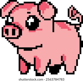 Pixel art Pig. Pixelated Pig. Farm barn pig animal icon pixelated for the pixel art game and icon for website and video game. old school retro.