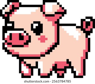 Pixel art Pig. Pixelated Pig. Farm barn pig animal icon pixelated for the pixel art game and icon for website and video game. old school retro.