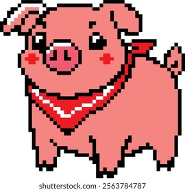 Pixel art Pig. Pixelated Pig. Farm barn pig animal icon pixelated for the pixel art game and icon for website and video game. old school retro.