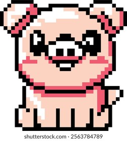 Pixel art Pig. Pixelated Pig. Farm barn pig animal icon pixelated for the pixel art game and icon for website and video game. old school retro.