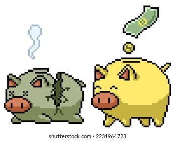 pixel art of piggy bank save up