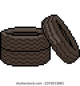 pixel art of pile tire ring isolated background
