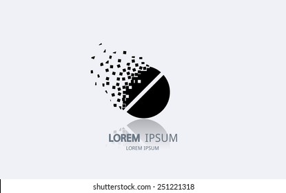 Pixel art pill logo. Vector logotype design.