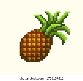 pixel art pineapple icon.  vector illustration isolated on white background