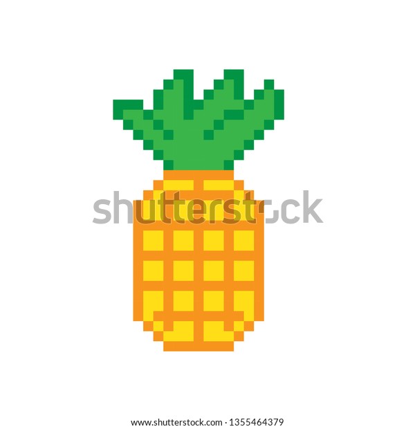 Pixel Art Pineapple On White Background Stock Vector