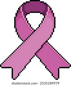 Arte del pixel de una cinta rosada de la conciencia que simboliza la Asistencia para la investigación y la defensa del cáncer de pecho en estilo de 8 bits