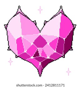 pixel art of pink diamond heart