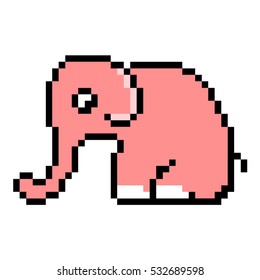 pixel art pink elephant