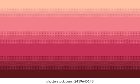 Pixel art pink and red colored gradient background. Dithering vector illustration.