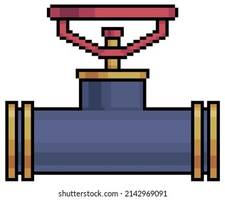 Pixel art pipeline faucet vector icon for 8bit game on white background

