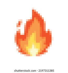 Pixel Art Pixelated Flame Fire Lit Vector Illustration