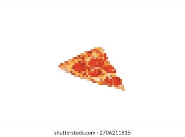 Pixel Art Pizza Fatia. 8 bits. Desenvolvimento de jogos, aplicativo móvel. Ilustração isolada de vetor.	