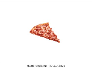 Pixel Art Pizza Slice. 8 bit. Game development, mobile app. Isolated vector illustration.	