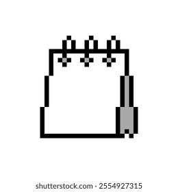 Pixel art Plain white sitting calendar with white background