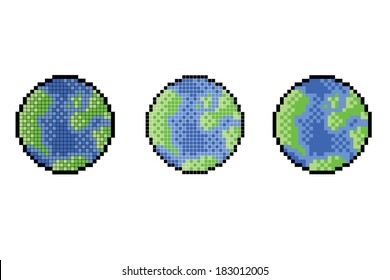Pixel Art Planet Earth Icon
