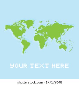 Pixel art planet earth vector card