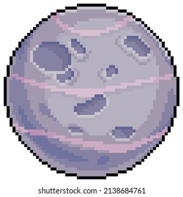 Pixel art planet exotic planet vector icon for 8bit game on white background 


