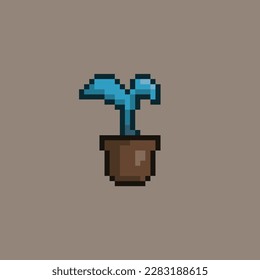 pixel art plant on pot with colourfull style good for your project.