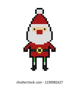 Pixel art, plastic parts, cute santa claus. Vector illustration