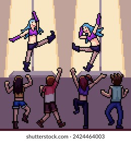 pixel art of pole dance stage