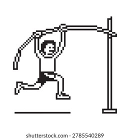 pixel art pole vault athlete performing jump