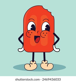 Pixel art of a popsicle animated with hands and legs Vector illustration
