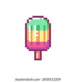 Pixel Art Icono de paleta. Vector Y2K 8Bit Pegatina de Frozen Treat. Elemento lindo del videojuego del bocadillo del verano del hielo del pop para el diseño gráfico y la impresión de la decoración