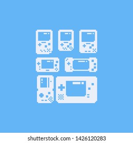 Pixel art portable game icon set.8bit.