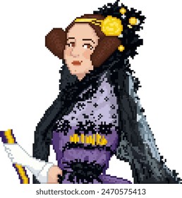 Pixel art portrait of Ada lovelace, considered the first woman programmer 