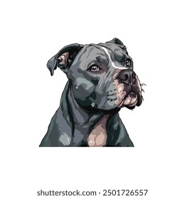 Pixel Art Portrait of a Gray Pitbull. Vector illustration design.