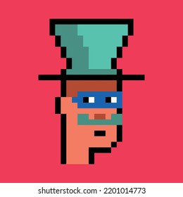 pixel art portrait of a thief-like magician