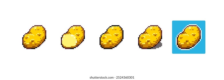 Arte Pixel Batata. Estilo de jogo de 8bit Pixelated batata vegetal. Ícone Pixel Potato detalhado com sombreamento e traçado diferente. 