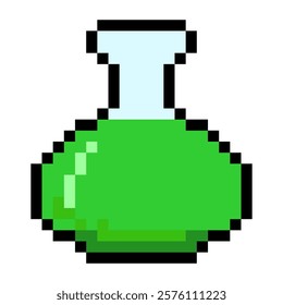 Pixel art potion isolated on transparent background. 8 bit  retro video game potion icon