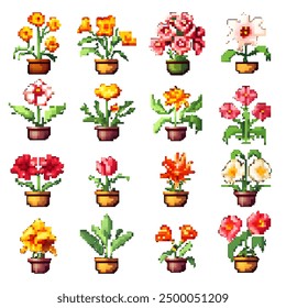 Pixel Art Potted Flower Collections