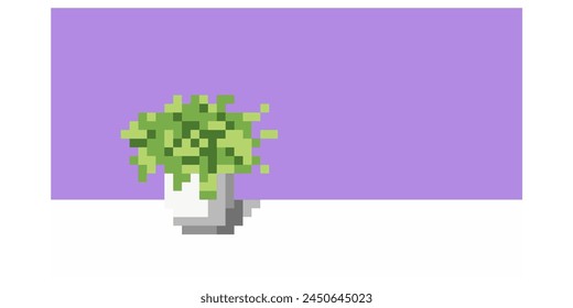 pixel art potted plant decoration, background