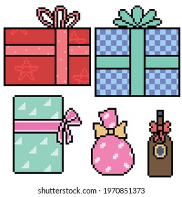 pixel art of present gift box
