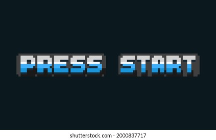 Pixel art press start text design.