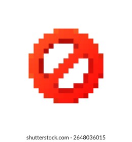 Pixel art prohibition symbol with red gradient and blocky style, representing a warning or restriction in classic 8-bit design.