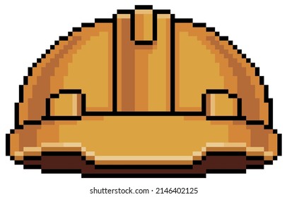 Pixel art protective and safety helmet vector icon for 8bit game on white background

