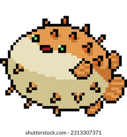 pixel art of puffer fish balloon