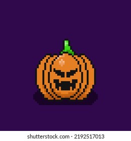pixel art pumpkin scary halloween,vector illustration