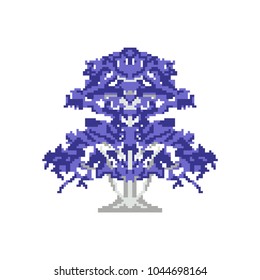 Pixel art is a purple tree. Isolated. Sakura.