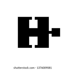 Pixel art puzzle piece  white and black