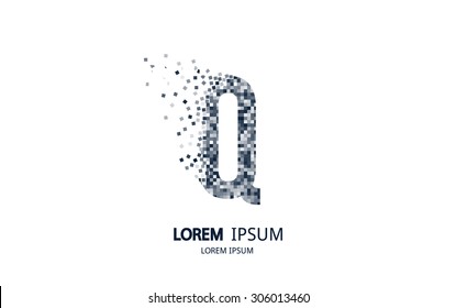 Pixel art Q letter logo. Vector logotype collection.