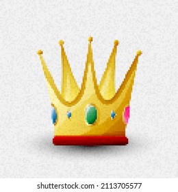 Pixel art queen's crown vector icon