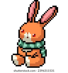 pixel art of rabbit doll sit