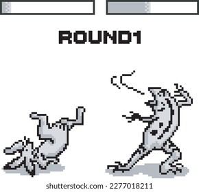 
Pixel art rabbit and frog illustration 
Bird and beast caricature old japanese manga