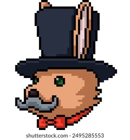 pixel arte de conejo hombre gentil aislado de fondo