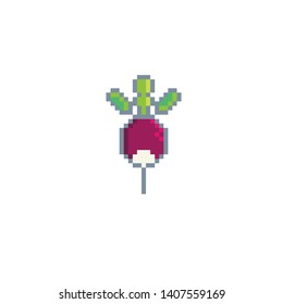 Pixel art radish icon.Vector design for web design, mobile app, stickers and games.
