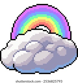 pixel art do símbolo de nuvem de arco-íris fundo isolado